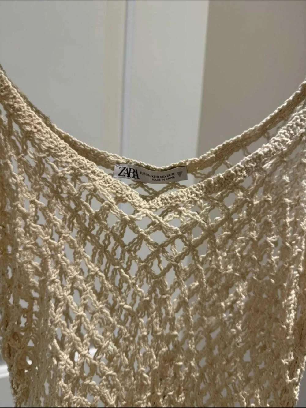 Zara Beige Crochet Slip Dress - Lightweight Summer Beach dress - Picture 2 of 2